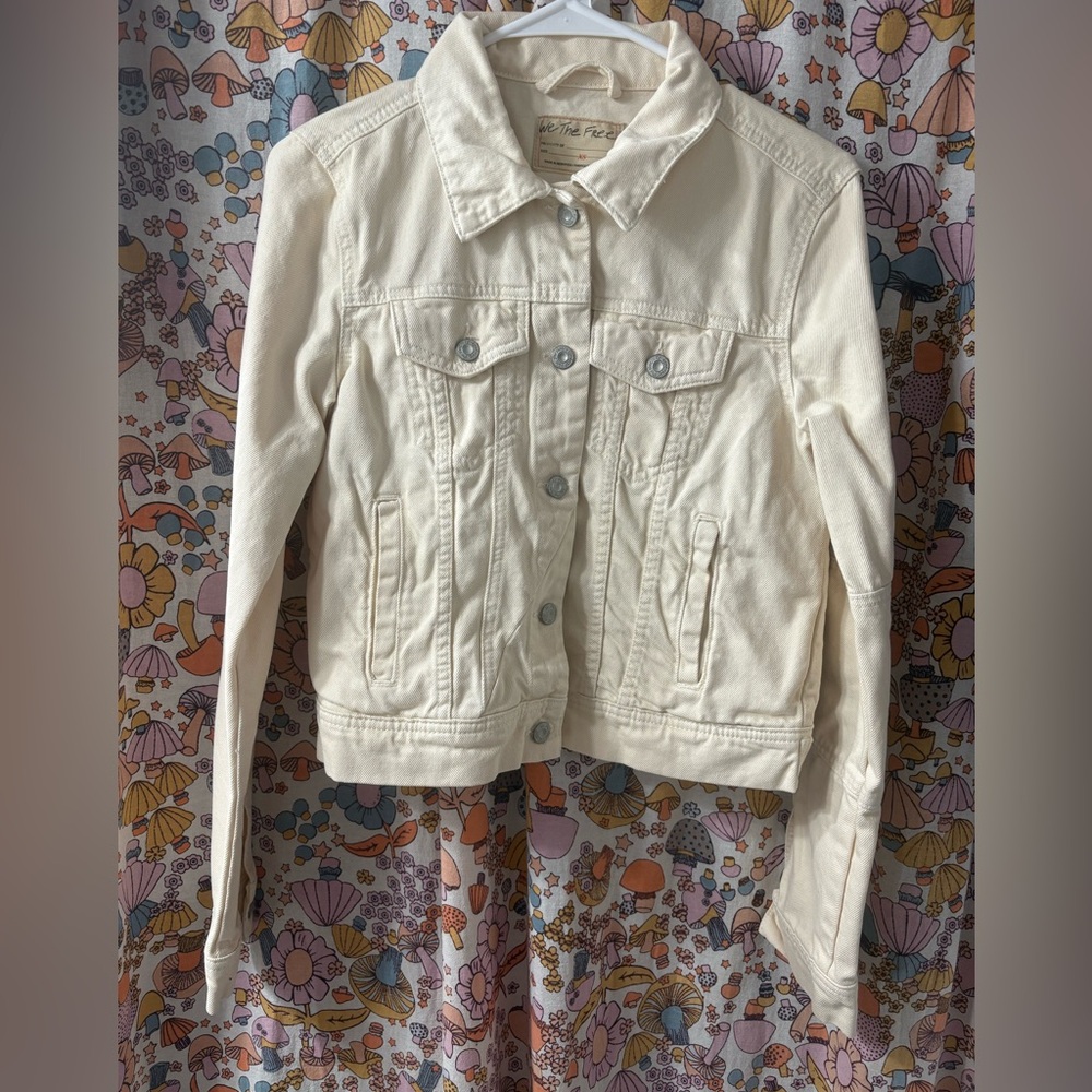 Free People We the Free Rumors Denim Jacket Ivory XS